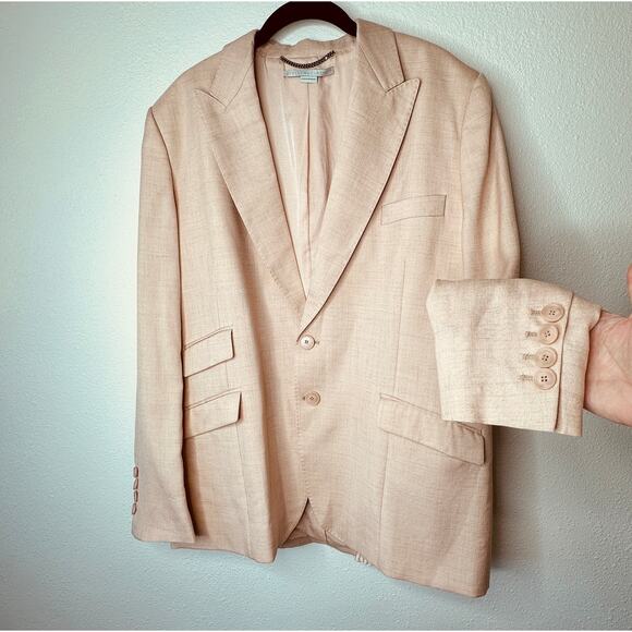 Stella McCartney Light Peach Front Button Viscose Linen Blazer Jacket 42 - Picture 5 of 14